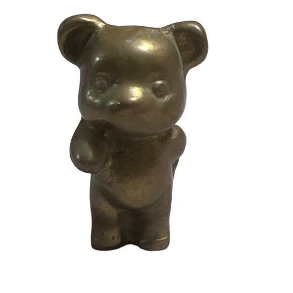 Vtg Brass Standing Bear Figurine Miniature Collectible Small Animal Statue 1" - Picture 1 of 4